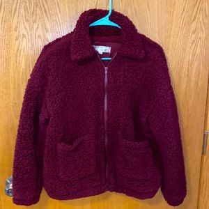 Burgundy, Pink Rose brand, Large Sherpa zip up